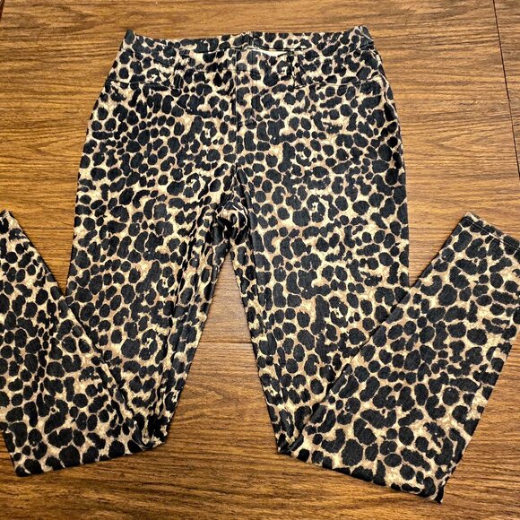 Source Unknown Pants - Women's Animal Print Stretch Casual Pencil Pant - Black/Brown/Tan Sz Medium